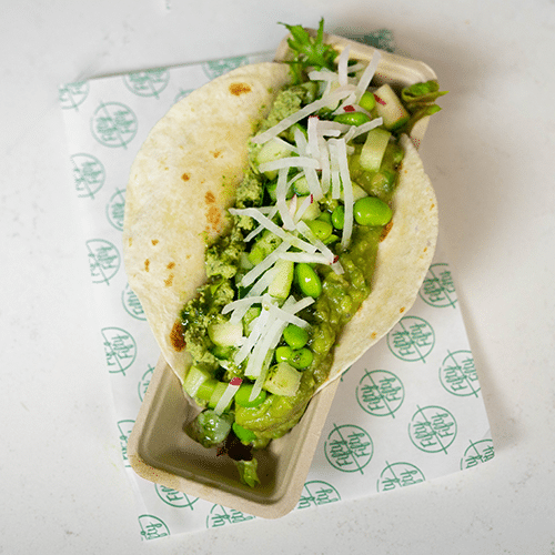 Green vegan soft shell taco