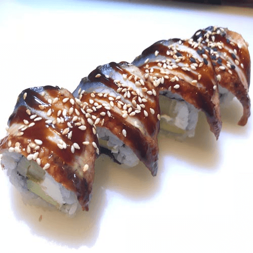 Geflambeerde unagi roll