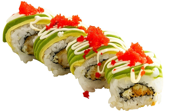 Ebi fry sushi met avocado topping