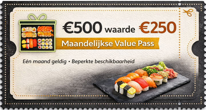Uchi Sushi Maandelijkse Value Pass – €500 waarde voor €250