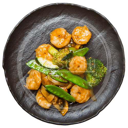 Shrimp with spicy kong po saus