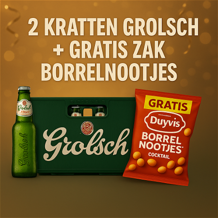 2 kratten Grolsch + GRATIS borrelnootjes 