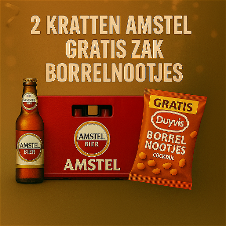 2 kratten Amstel + GRATIS borrelnootjes 