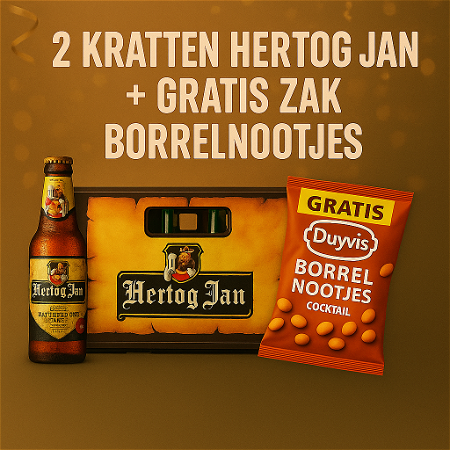 2 kratten Hertog-Jan + GRATIS borrelnootjes 