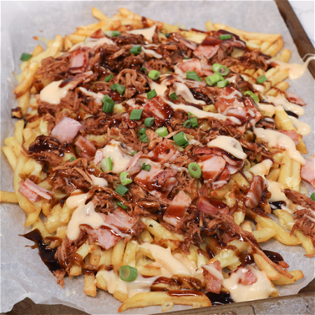 Cheese Fries Pulled Beef and Bacon