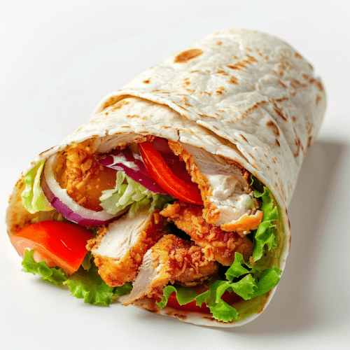 Crispy vegan chicken wrap menu, halal