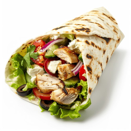 Greek style wrap menu, halal