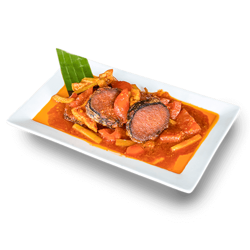 Vis in pittige tomaten-zeewier saus