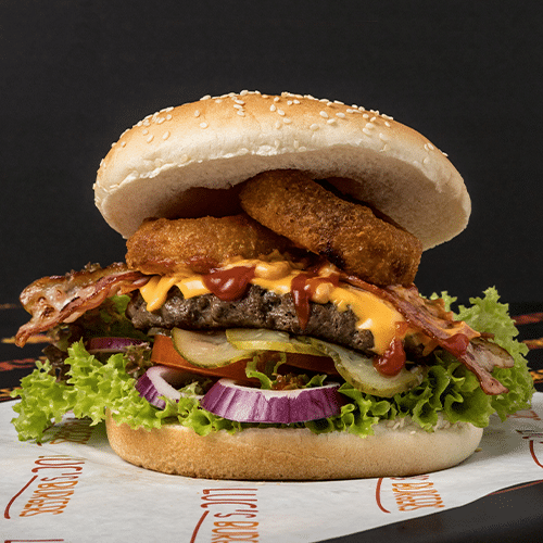 Bacon onion cheeseburger