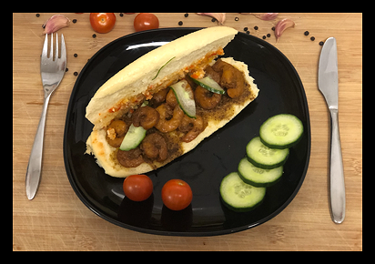 Broodje kerrie garnalen