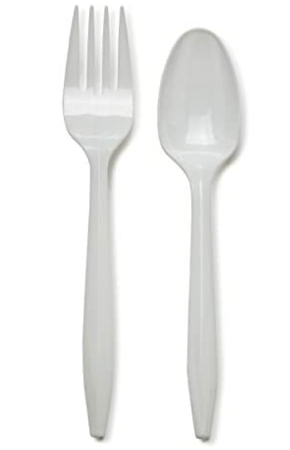 Plastic vork & lepel per paar