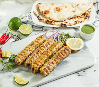 Delhi Chicken Seekh Kebab Platter + Naan