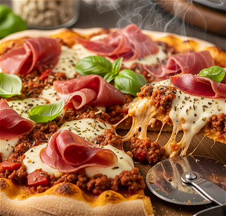 pizza bolognese en serranoham (harry style)