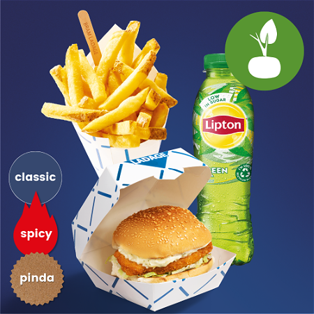 Vega Kipburger menu met drankje