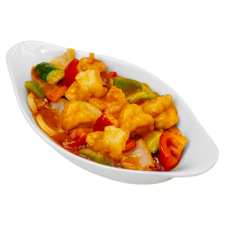 102. Garnalen met pikantesaus