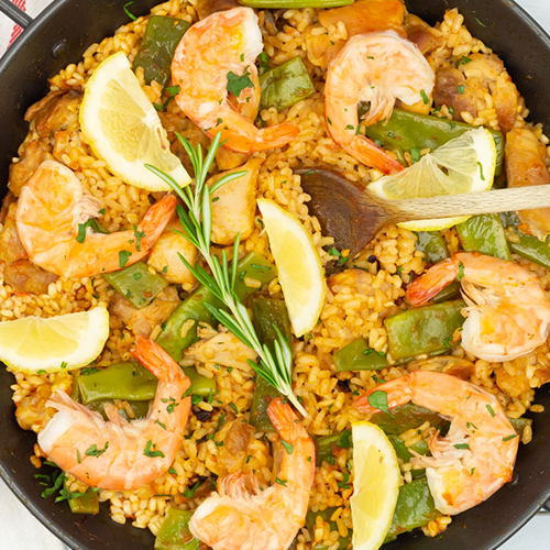 Paella de frutos do mar