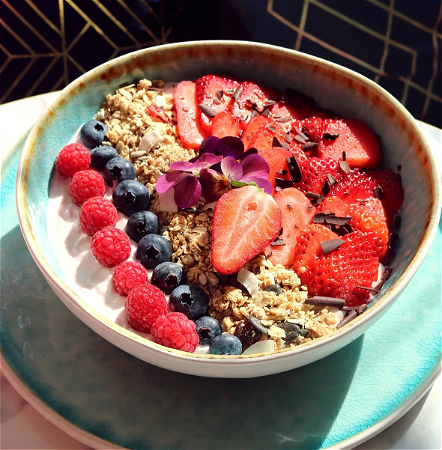 Pink lady yoghurt bowl
