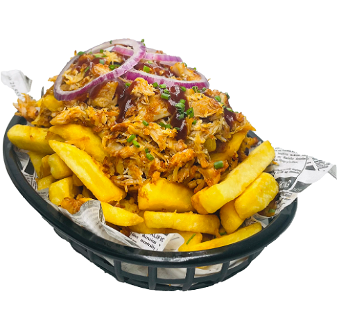 Loaded fries pulled chicken