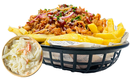 Loaded fries pulled chicken