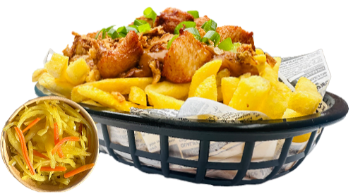 Loaded fries saté atjar