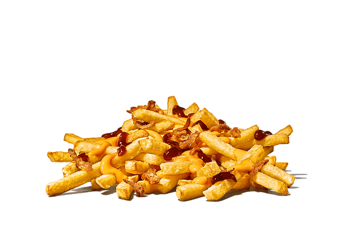 Cheese fries barbecue & crispy onions Small