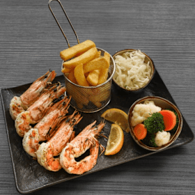 Grote gamba's van de grill