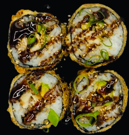 Gefrituurde Teriyaki Chicken Avocado Roll