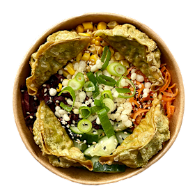 Poké bowl vegetarische gyoza