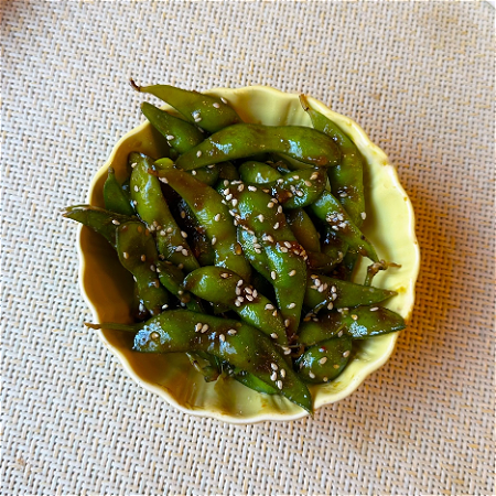 Edamame garlic soy glaze