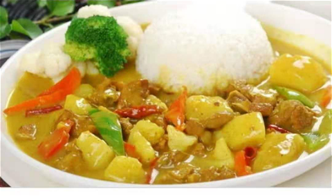 Thaise curry kip 950cc (met witte rijst)