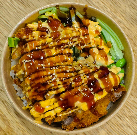 Poke bowl gefrituurde kip (warm) 