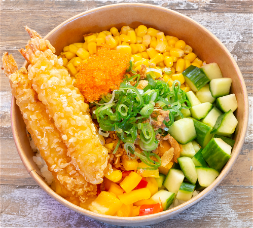 Tempura prawn bowl