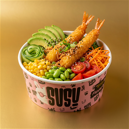 Poké bowl ebi tempura