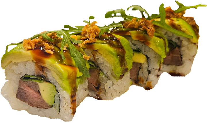 Avocado beef roll inside-out