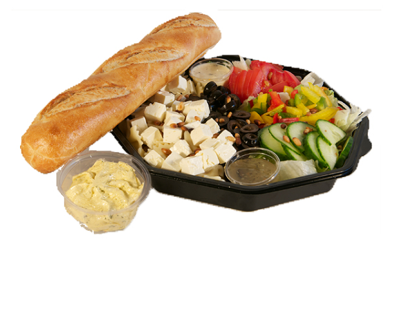 Maaltijdsalade Grieks + stokbrood met kr.boter