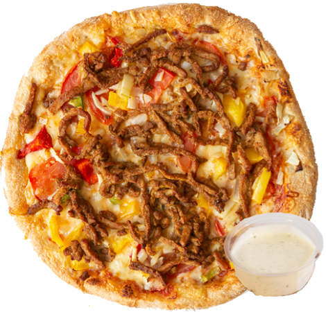 Large pizza shoarma speciaal + 2 saus