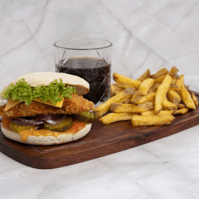 Crispy chicken burger menu