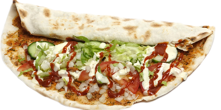 Turkse pizza, sla en saus