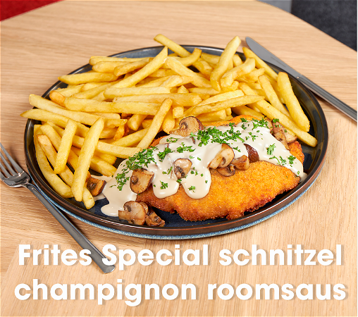 Schnitzel champ.roomsaus special.