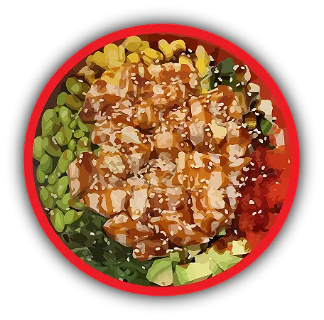 Poke bowl flamed salmon