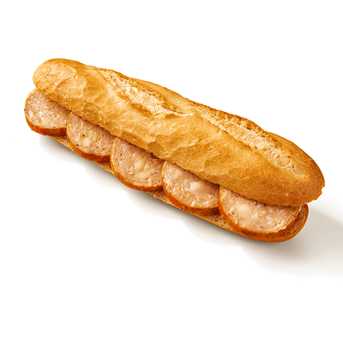 Baguette kaddours kip grillworst met kaas