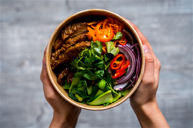 Seitan stew rice bowl