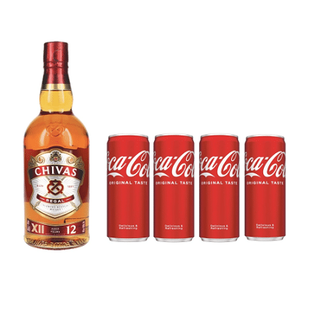 Chivas Regal 12 years Whisky 700ml en 4 x Coca-Cola 330ml