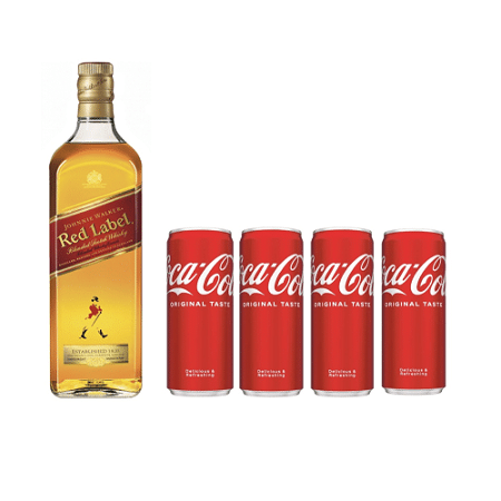 Johnnie Walker Red Label Whisky 700ml en 4 x Coca-Cola 330ml