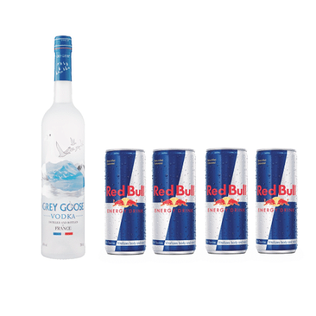 Grey Goose Wodka 700ml en 4 x Red Bull Energy Drink 250ml