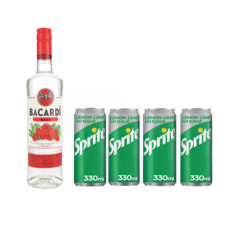 Bacardi Razz 700ml en 4 x Sprite 330ml