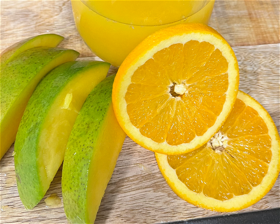Mango,  Banaan, jus d' orange