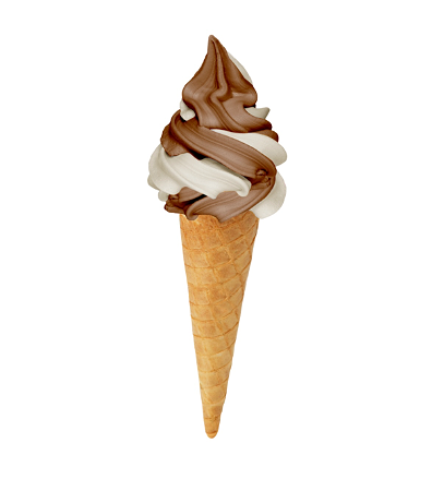 Oublie Hoorn gemengd softijs vanillie chocolade