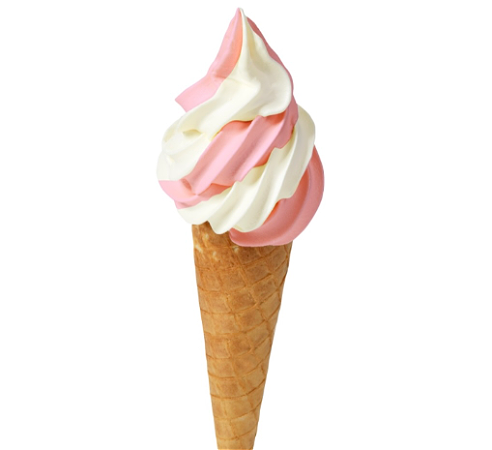 Oublie Hoorn gemengd softijs Vanille Aardbeienijs