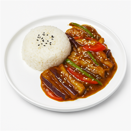 Aubergine met Rijst 鱼香茄子盖饭